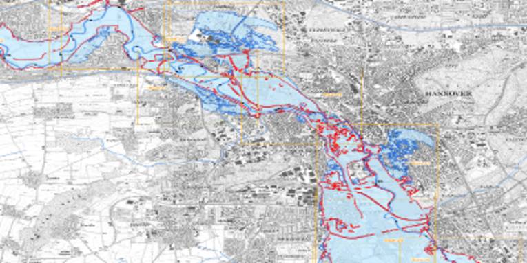 Orte am Leineufer im Extrem-Hochwasser HQ200:

Ahlem

Garbsen

Hannover (Nordstadt, Südstadt)

Havelse

Herrenhausen

Ledeburg

Leinhausen

Letter

Linden

Marienwerder

Ricklingen

Seelze

Stöcken

Waldhausen